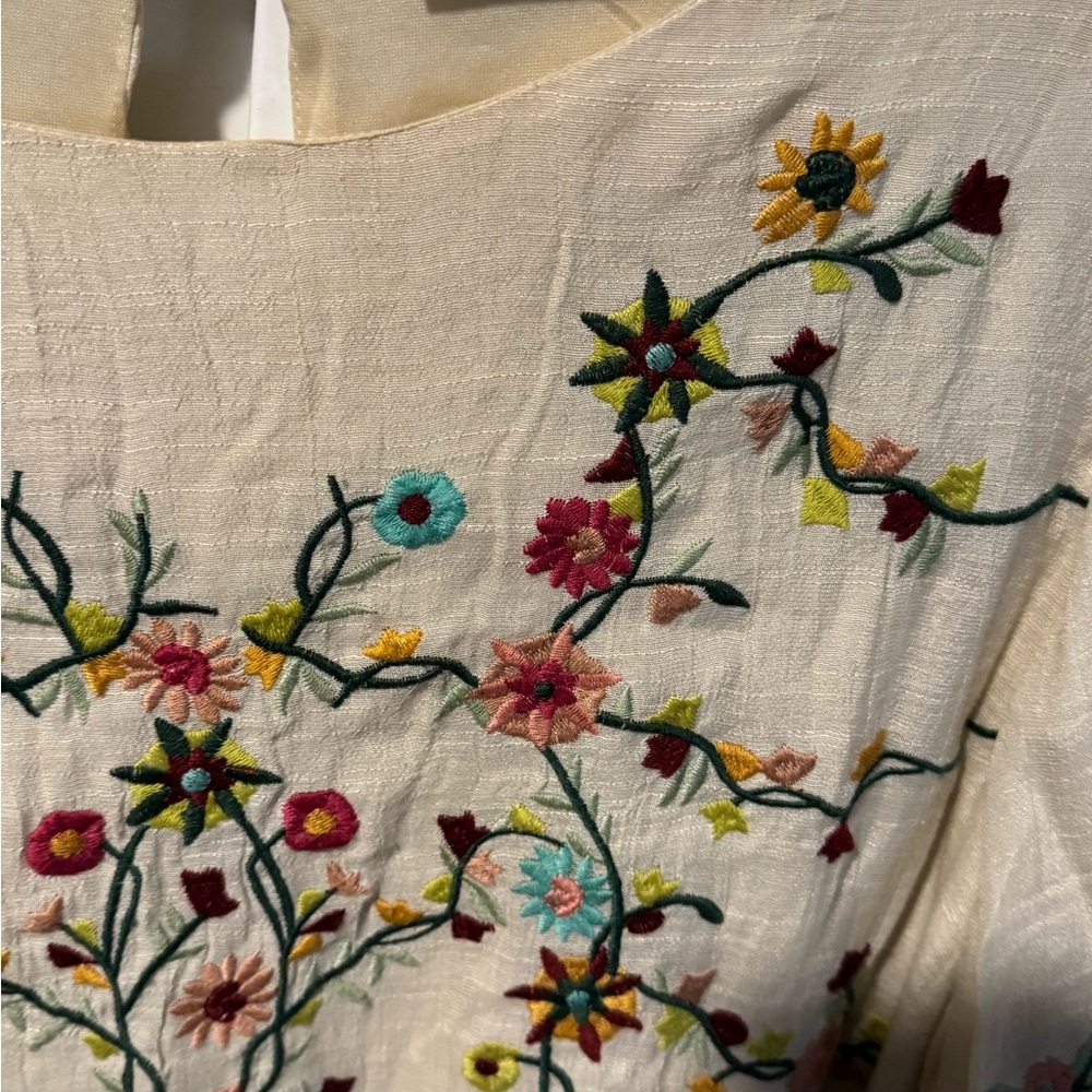 AS Floral Embroidered Cream Dress